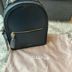 Calpak Navy Kaya Faux Leather Backpack